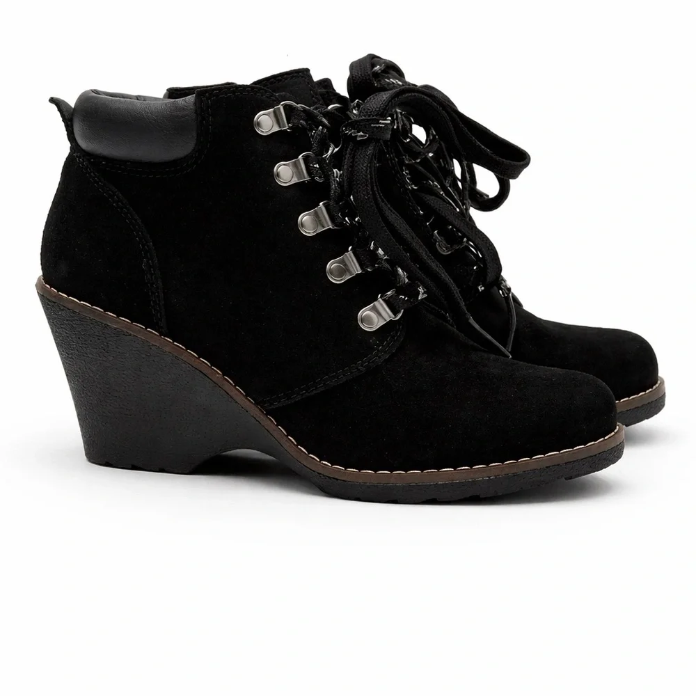 White Mountain Liberty Regular Lace-Up Wedge Booties Size 9.5M